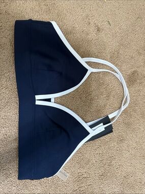 Aritzia Golden Navy Bralette with White Trim